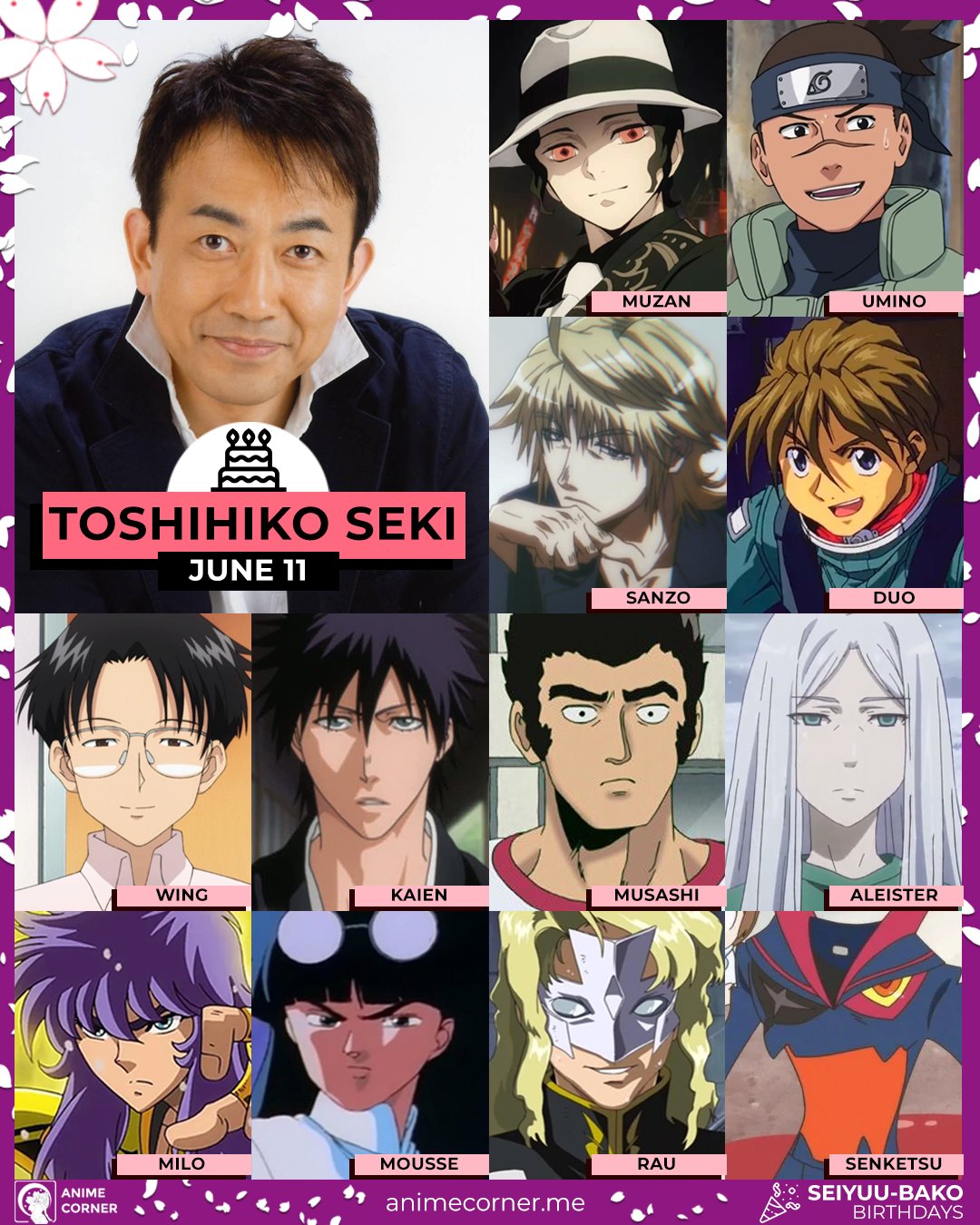 Anime Corner On Twitter Today Is The 59th Birthday Of The Veteran Seiyuu Toshihiko Seki He S The Voice Behind The Characters Of Muzan Kibutsuji From Demon Slayer Iruka Umino From The Naruto