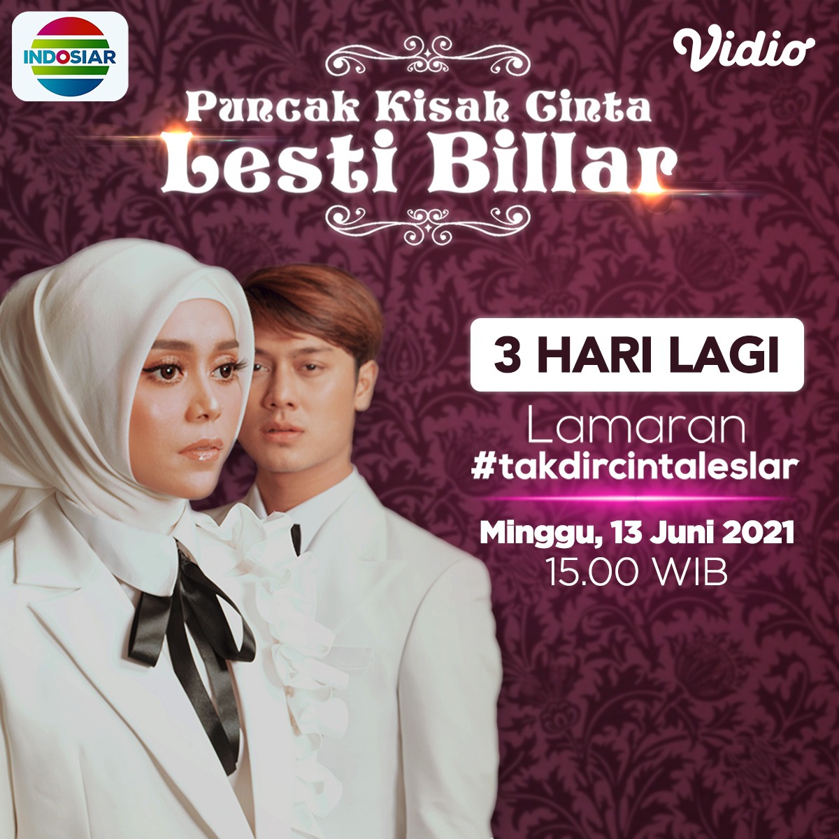 Indosiar's tweet photo. Apakah kalian jadi makin deg-degan menunggu Lamaran Lesti dan Billar di #TakdirCintaLeslar ?

Tungguin ya 3 hari lagi loh~ https://t.co/WB8FSpG67G