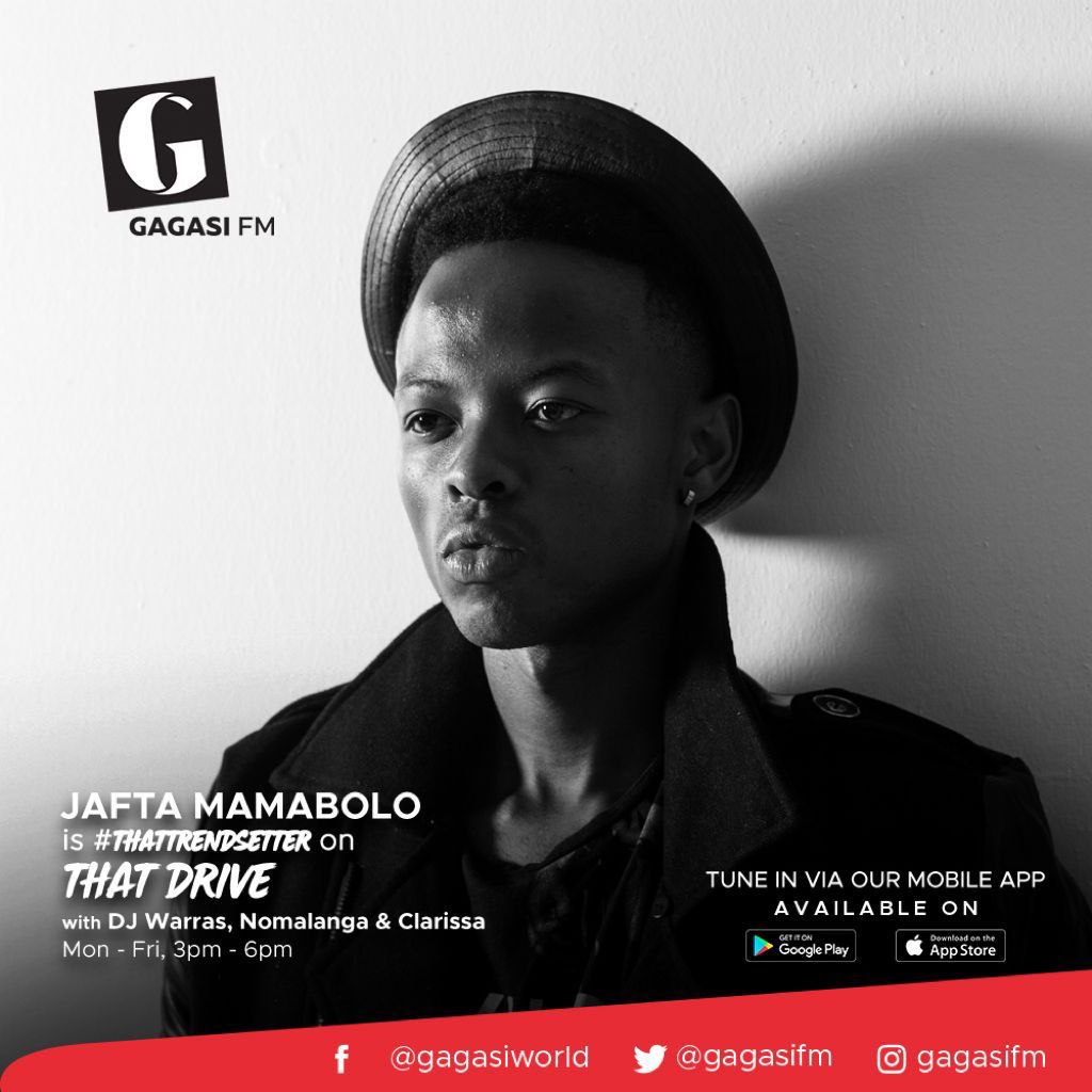 DriveGfm's tweet photo. Hanging out with @jaftamamabolo as #ThatTrendsetter on That Drive. Tune into @gagasifm now!!! π»π₯ https://t.co/Jm8YzuoIWE