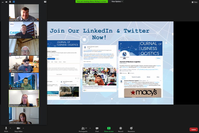 Exciting live sessions today at #ERS2021 Just had an editors' session with both <a href="/JBizLogistics/">Journal of Business Logistics</a> and IJLM. #logistics #SCM #scm_log