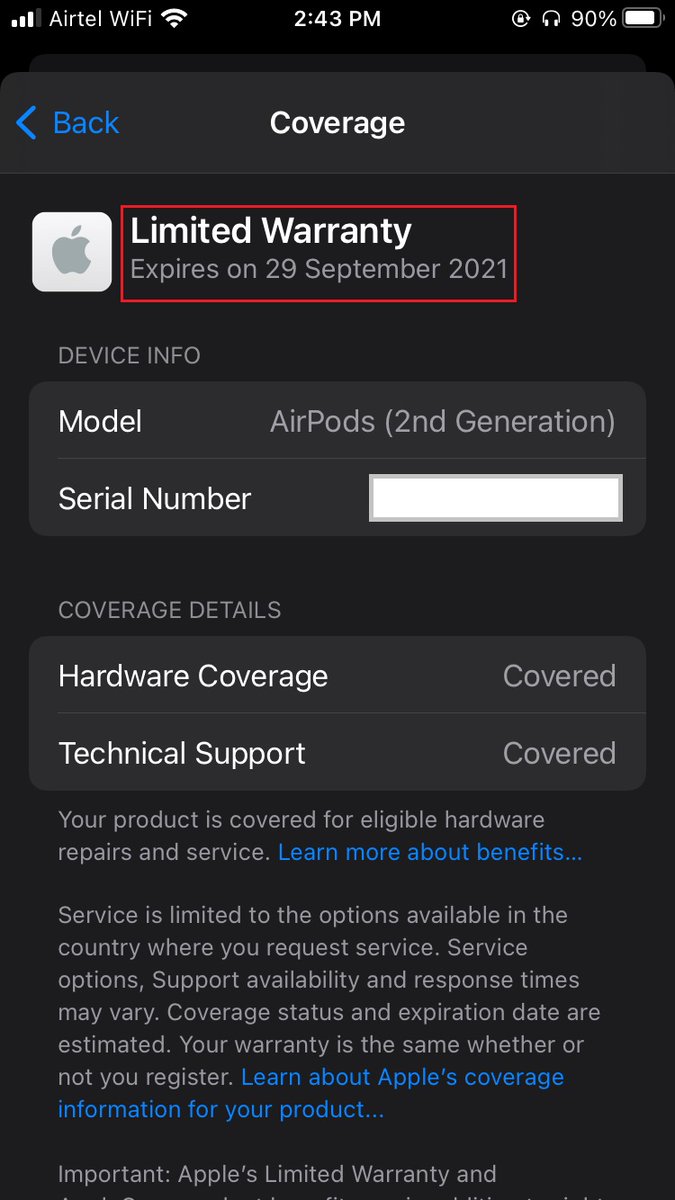 premsuri007's tweet photo. @flipkartsupport  
I purchased Airpods 2 from @Flipkart on 2-May. And I received used product. Verified with Apple Care, Product purchased on Sep-2020 (not as per invoice). I contacted customer care for 4 weeks. Issue still not resolved.
FYI: Apple official warrenty is 1 year https://t.co/aColVKX9sW