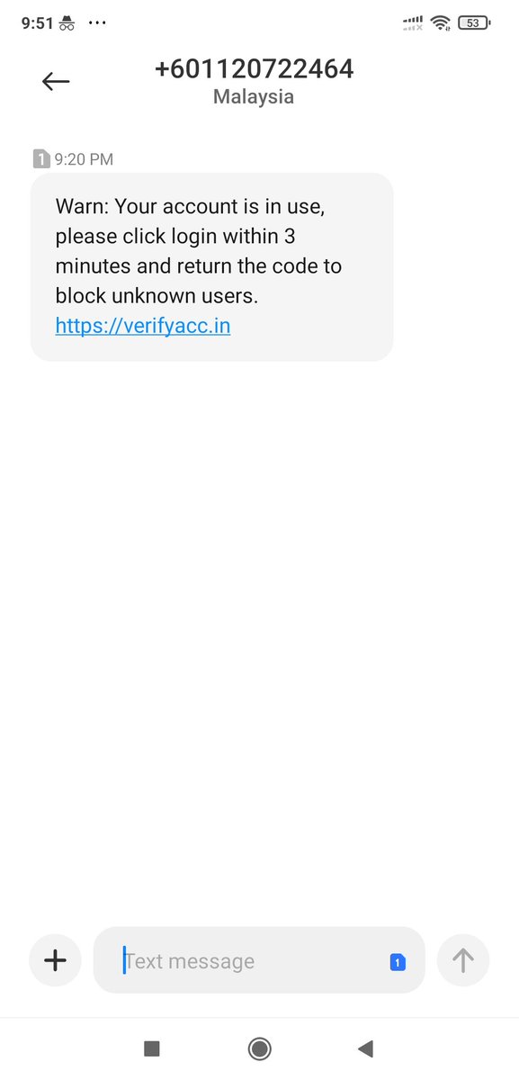 sdil's tweet photo. Just received a phising SMS. Please be careful CIMB Bank users. https://t.co/18i4PW7QB2