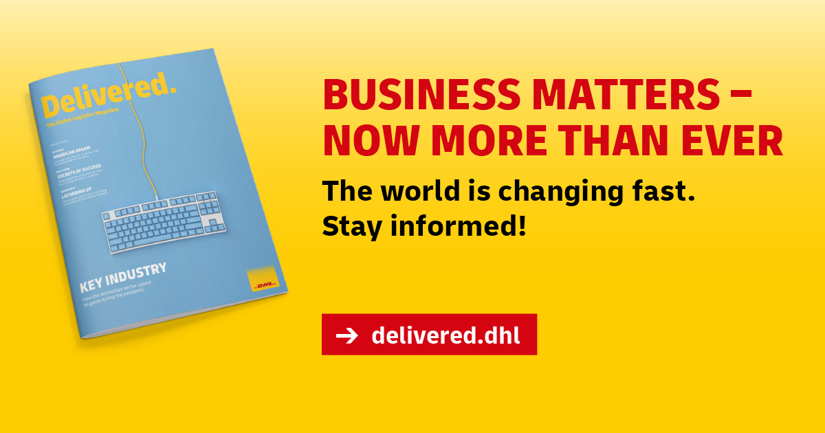 DeutschePostDHL's tweet photo. The latest issue of #DeliveredMagazine, with a focus on technology, is out now. We are excited to announce that Delivered will be digital-only. So please bookmark https://t.co/YcW8Olv3Rt to continue reading our latest industry stories and thought leadership content. https://t.co/kHX7ag2uIk