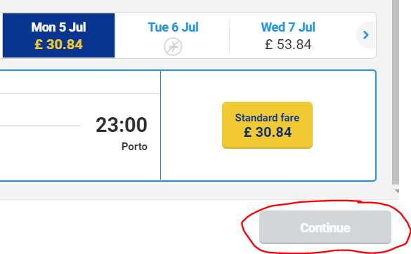 LauraENuttall's tweet photo. @Ryanair @askryanair cannot select 'continue' https://t.co/1vERsba3Id
