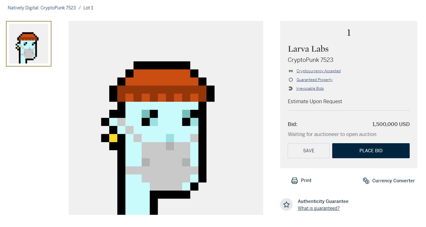 Loopify 🧙‍♂️ on Twitter: &quot;CryptoPunk #7523 is being auctioned off at  @Sothebys in a live auction soon. This will be one of the last Aliens' on  sale for a while, the current