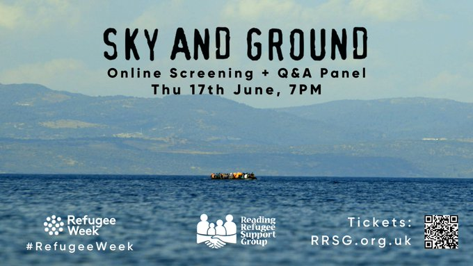 RDGWhatsOn's tweet photo. This Thursday, @ReadingRefugees host an online screening of Sky and Ground as part of #RefugeeWeek. This critically-acclaimed documentary of one family's journey from Syriah to asylum in Germany will be followed by a Q&amp;A with special guests.

Book now 
https://t.co/o6U9HRUg9X https://t.co/LAFWE2PdZN