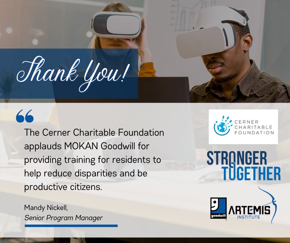 We thank <a href="/CernerFdn/">Cerner Charitable Foundation</a> for their grant to the Artemis Institute's "Bridge to Technology" program, helping train workers for the occupations of the future. In 2020, we served 12,065 individuals by providing career advice, skills training and job search assistance. #StrongerTogether