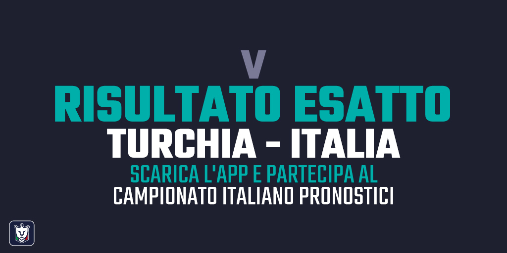 TwittEuro24's tweet photo. Ris. esatto TURCHIA-ITALIA: Via ai commenti!

Hai un amico che il giorno dopo dice sempre "lo sapevo"? Sfidalo al #campionatopronostici: daccelo in pasto con un tag e ci pensiamo noi😎
Partecipare è gratuito👉 https://t.co/O9jUjFih0y
Buoni Amazon in palio!
#twitteuro20 #EURO2020 https://t.co/MQvB4W3fva
