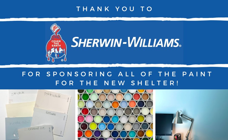 Can you guess how many gallons of paint we used in the new building?  
Thank you <a href="/SherwinWilliams/">Sherwin-Williams</a>  for helping us to create safe spaces through color at our New Shelter. #thankyouthursday