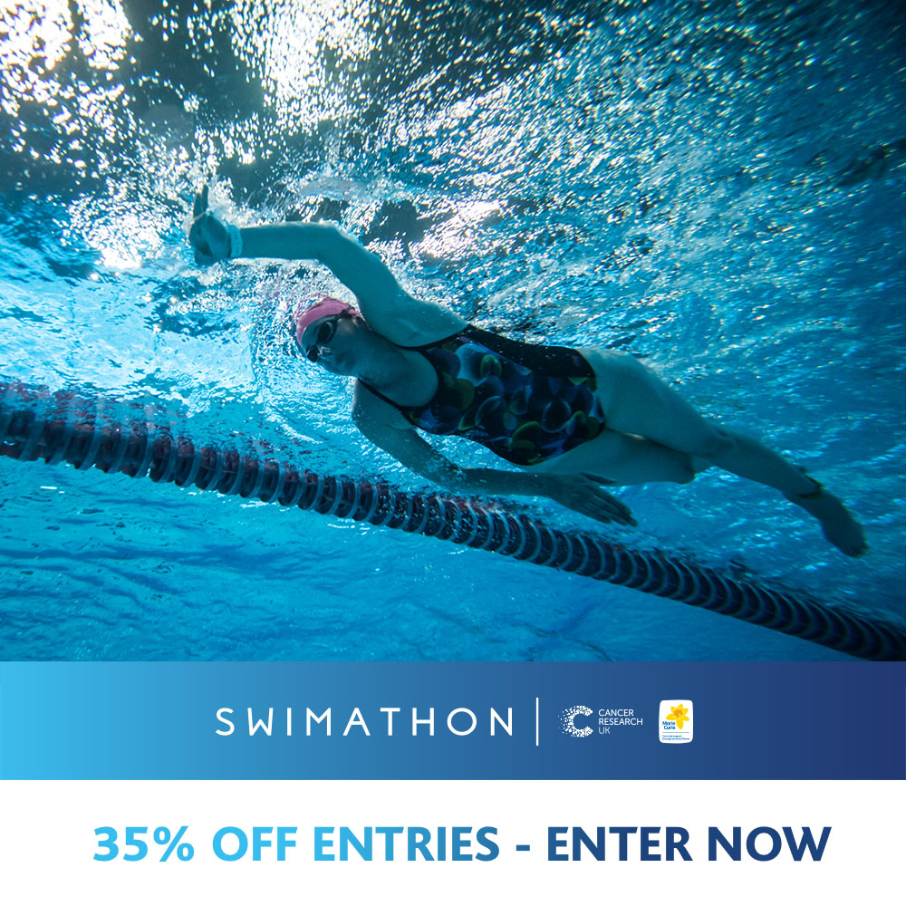 Are you ready to join 20,000 swimmers for the world’s largest fundraising swim? 🏊‍♂️ @swimathon 2021 🗓️Friday 10 – Sunday 12 September 📍300+ UK pools 🎖️400m, 1.5k, 2.5k, 5k, The Triple 5k, The 30.9 & team challenges Enter today and get 35% off entries! bit.ly/34nOdTV