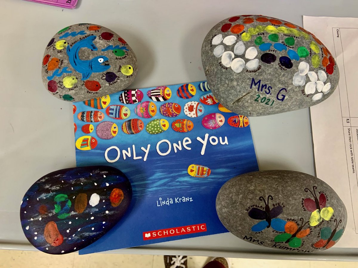 CharterCoastal's tweet photo. "There's only one you in this great big world. Make it a better place" from the book Only One You by Linda Kranz. Ms. Rampolla planned her lesson around the book and had her students paint rocks to display on the school grounds. #laughlearnlead #CSUSAproud #onlyoneyou https://t.co/x5dyfX1WMs