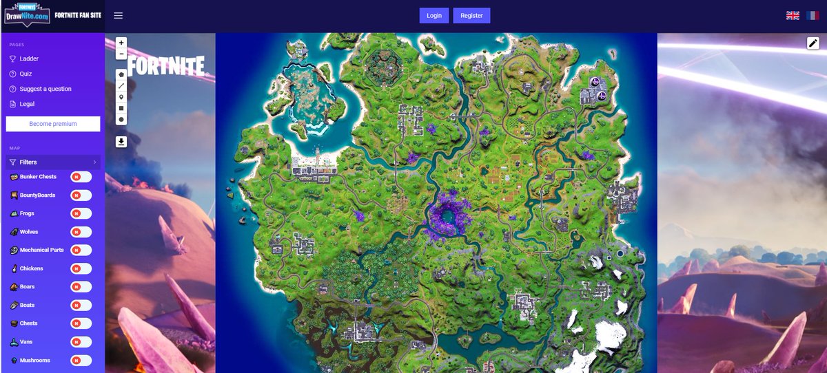 DrawNite's tweet image. La nouvelle map #Fortnite est désormais disponible sur drawnite.com🌍

Les ajouts de ressources sont en cours✅
#FortniteSeason7 #FortniteInvasion