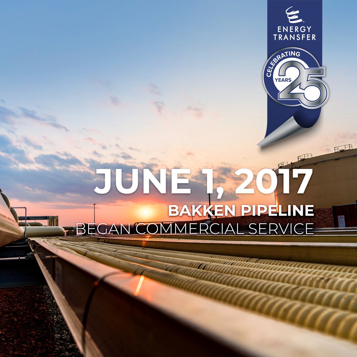EnergyTransfer's tweet photo. #ThowbackThusday: On June 1, 2017, #EnergyTransfer announced that the #DakotaAccessPipeline and the Energy Transfer Crude Oil Pipeline, collectively the “Bakken Pipeline,” began commercial service.

Learn more: https://t.co/V0vzVGpGc0

#ET25 #DAPL @DAPLFacts https://t.co/CubHz01vsw