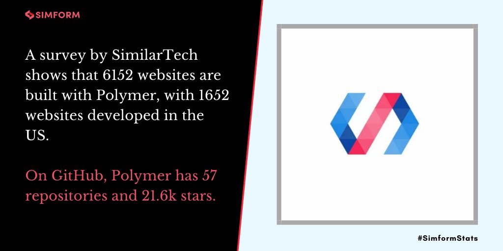 simform's tweet image. Here are some cool market usage statistics for Polymer.

#SimformStats #JavaScript #WebComponents