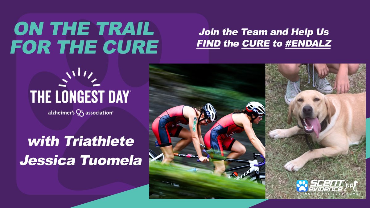 On the Trail for the Cure with Triathlete Jessica Tuomela: over 747,000 Canadians are living with Alzheimer’s. Visit act.alz.org/goto/ScentEvid… to JOIN THE TEAM during the Alzheimer's Association Longest Day event and DONATE to HELP FIND THE CURE TO #ENDALZ #TheLongestDay