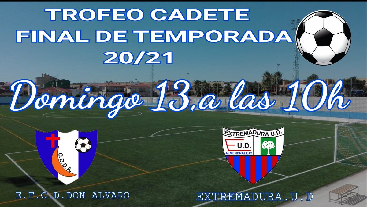 Cambio de fecha.🏆🥅⚽
🏟️Estadio Municipal Pedro  
      Barrero Macias 
      (Don Álvaro)
🗓️ Domingo 13
⏰ 10 horas.