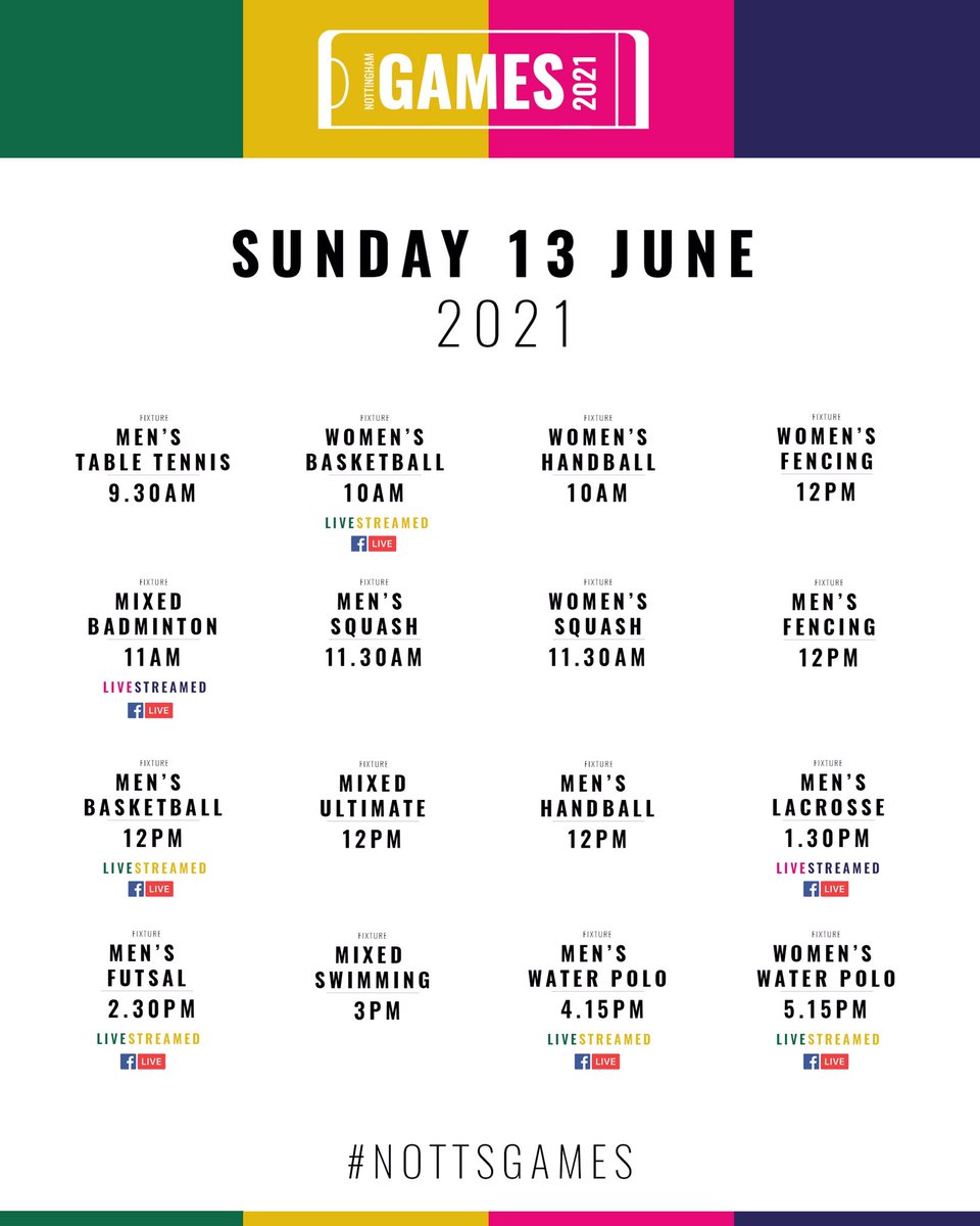 #NottsGames | 3️⃣ days to go...

We’ll be bringing your all the action including live matches, interviews, and all the results as and when they come in. 

#WeareUoN // 💚💛