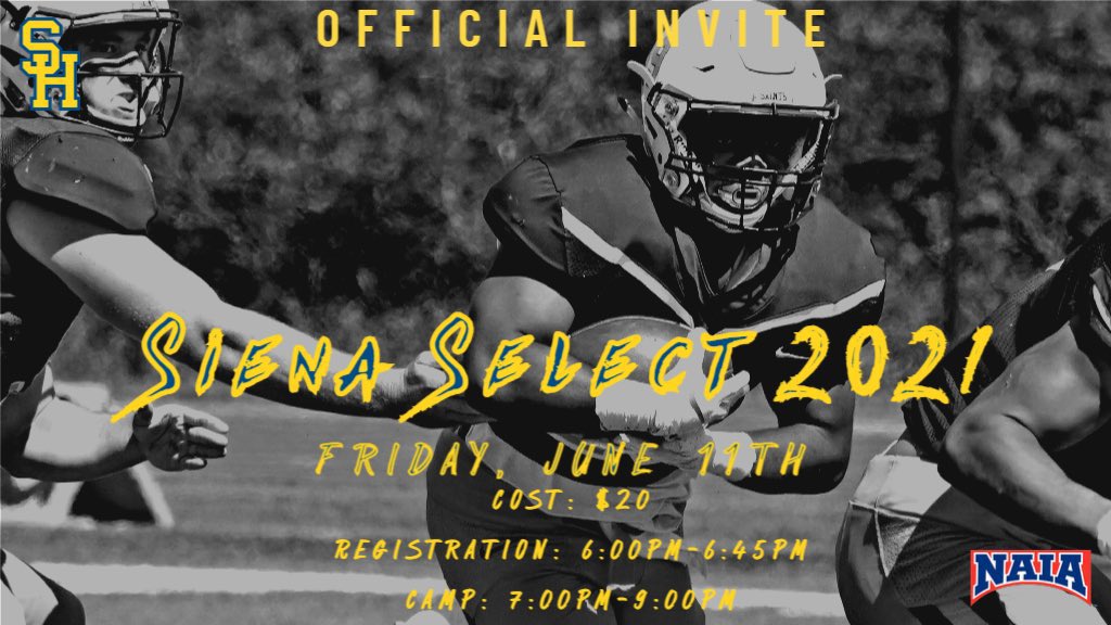 🔵🟡 Future Saints 💫🏈

Want to earn a scholarship?

Come out to O’Laughlin stadium tomorrow and compete under the lights! This opportunity will allow you to get one step closer…

Friday, June 11
6-9pm

If interested, please fill out the link below ASAP:
shusaints.com/sports/fball/c…