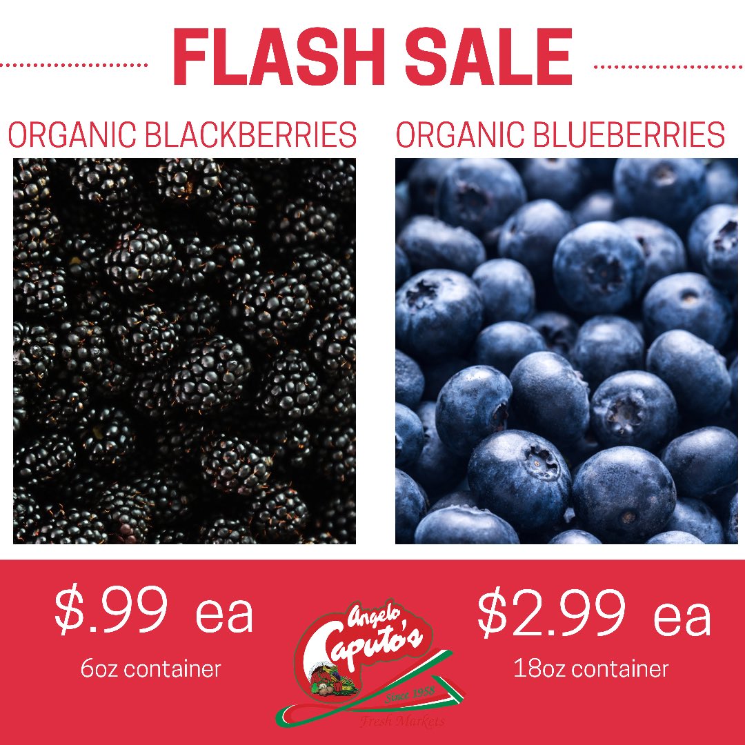 🚨🚨FLASH SALE🚨🚨

Organic Blueberries and Organic Blackberries are available at a SPECIAL price while supplies last!