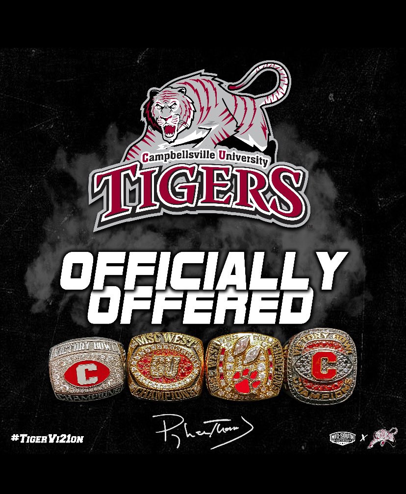 After a great call with <a href="/CoachHBrown8/">Hunter Brown</a> I am very blessed to say that I have received an offer to Campbellsville University! <a href="/QBC_Nashville/">QB Country Nashville</a> <a href="/TNSelect7V7/">TN Select Sports 7V7</a> <a href="/CommandoFB/">Commando Football</a>