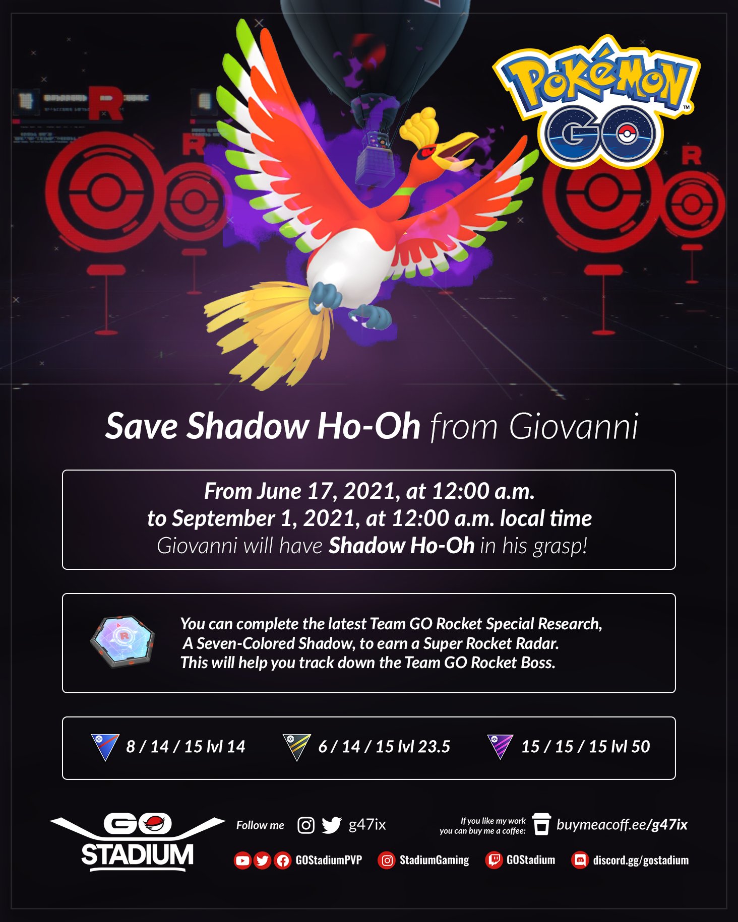 G47IX  Pokémon GO on X: Save Shadow Ho-Oh from Giovanni! #PokemonGo   / X