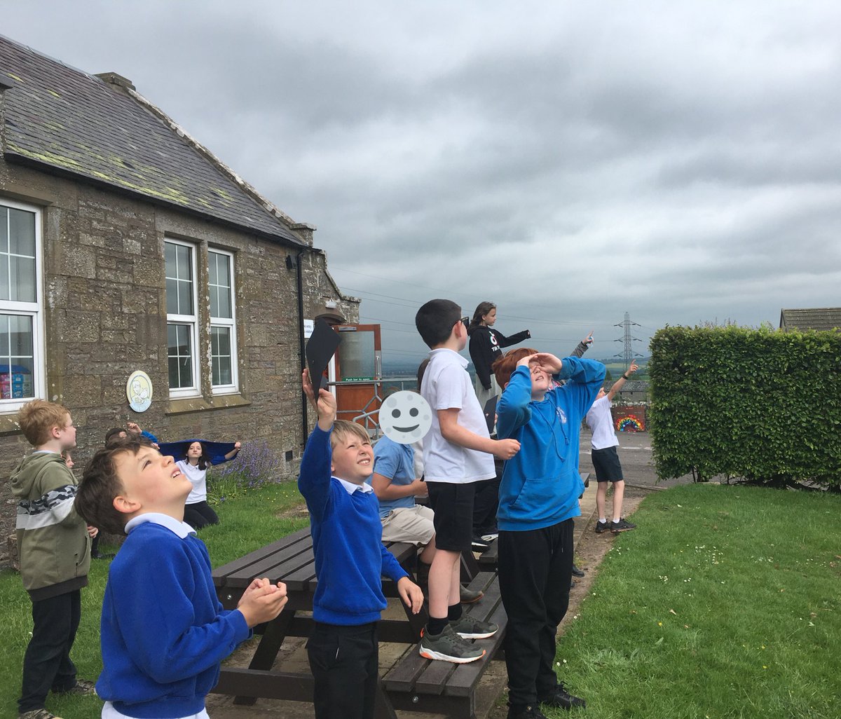 All outside for the partial solar eclipse today! #STEM