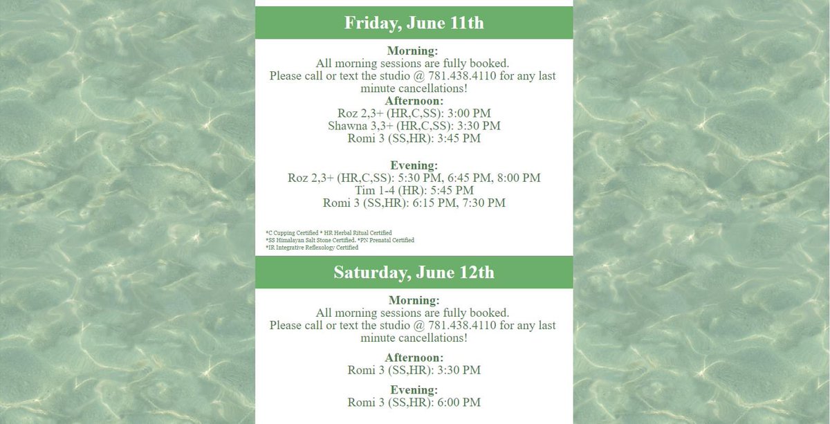 StonehamElement's tweet image. Start your weekend off right! Openings for Friday, June 11th and Saturday, Jun 12th! ☀️💆🏼‍♀️💆🏽‍♂️