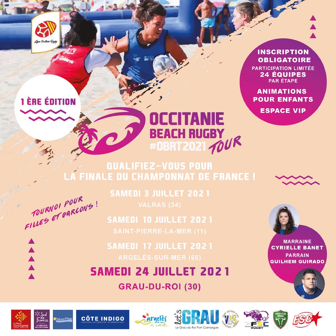 🏖 Lancement de l’Occitanie Beach Rugby Tour ! 🏉 Pendant tout le mois de Juillet, sur chaque week-end, se déroulera la 1ère édition de l’Occitanie Beach Rugby Tour, organisé par la Ligue Occitanie 🌞 ligueoccitanie.ffr.fr/actualites/eve…