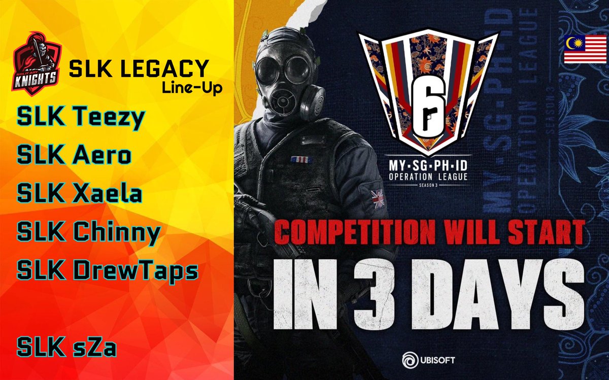 SolitaryKnights's tweet photo. | SLK LEGACY R6 | Operation League |

Our second team will be participating in the new season of the Operation League and will try their best to conquer Malaysia and represent in the SEA playoffs! 

🖤❤️

#SLKWIN #Neverinsolitude https://t.co/uPmZdkdBtw