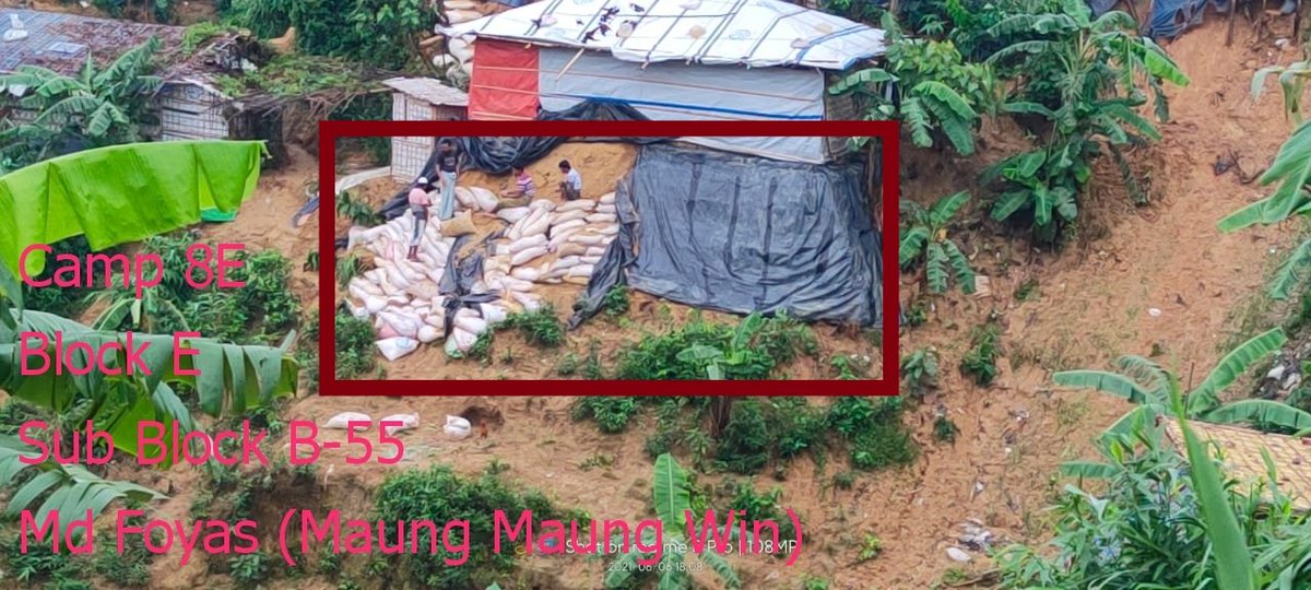 Rohingya_Camp's tweet photo. The #Rohingya household needs #emergency support from the responsible #NGO to prevent the landslide risk as the shelter has already got affected after the personally managed sand bags wall was damaged in the heavy rain in last two days. #RYAMedia
Location:Camp 8E, Sub Block B55 https://t.co/wc9XeuQbob