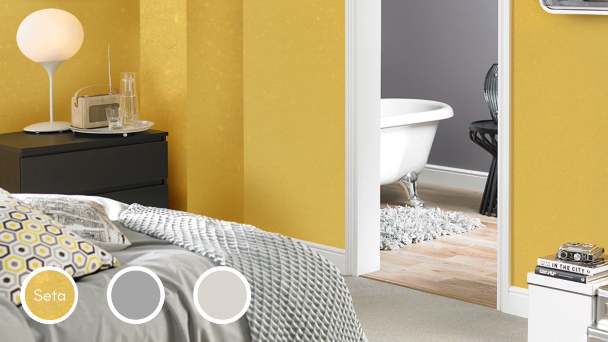 Yellow is the happiest colour to use in #interiordesign and #decorating. But if the #radiantyellow scares you, use a mustard shade of yellow or choose paints with soft textures, like our #decorativepaints SETA, which is available in plenty of natural colours. #MASPaints