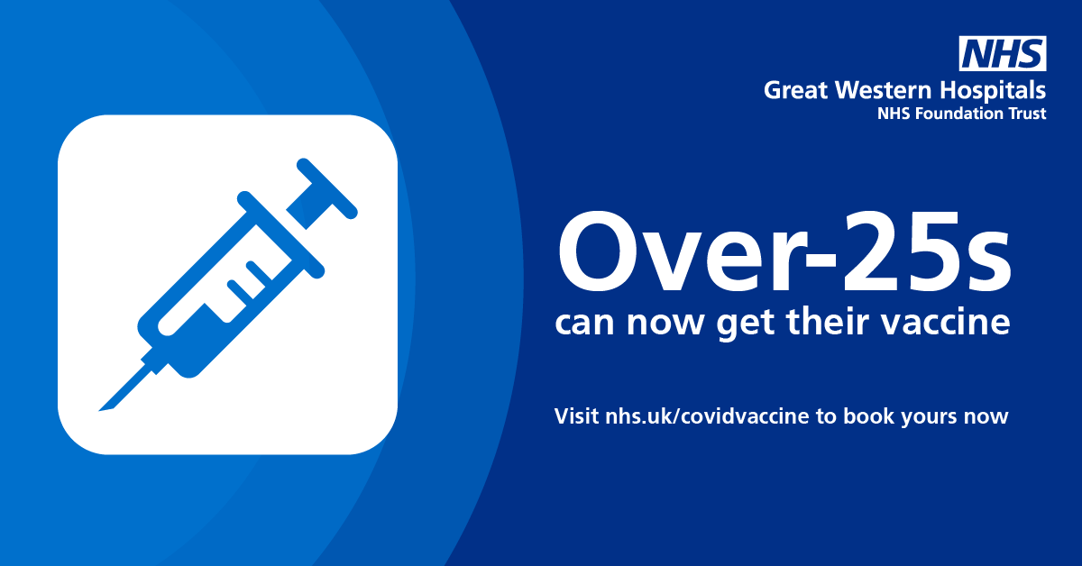 We are currently vaccinating people aged 25 and over, against COVID-19.

To book your vaccination, please use the national booking system on nhs.uk/covidvaccine or by calling 119. You can book your appointment yourself – you do not need to be contacted by the NHS.