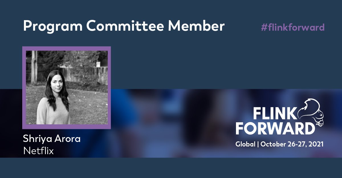 FlinkForward's tweet photo. ✨ Introducing @shriyarora - Program Committee Member for #flinkforward Global 2021! ✨

Shriya leads Personalization Data Engineering at @netflix and she has been a very active member of the Flink community!

Submit your talk by Jun 21: https://t.co/YBdedZ1BmG https://t.co/Dj8ynY3V0R