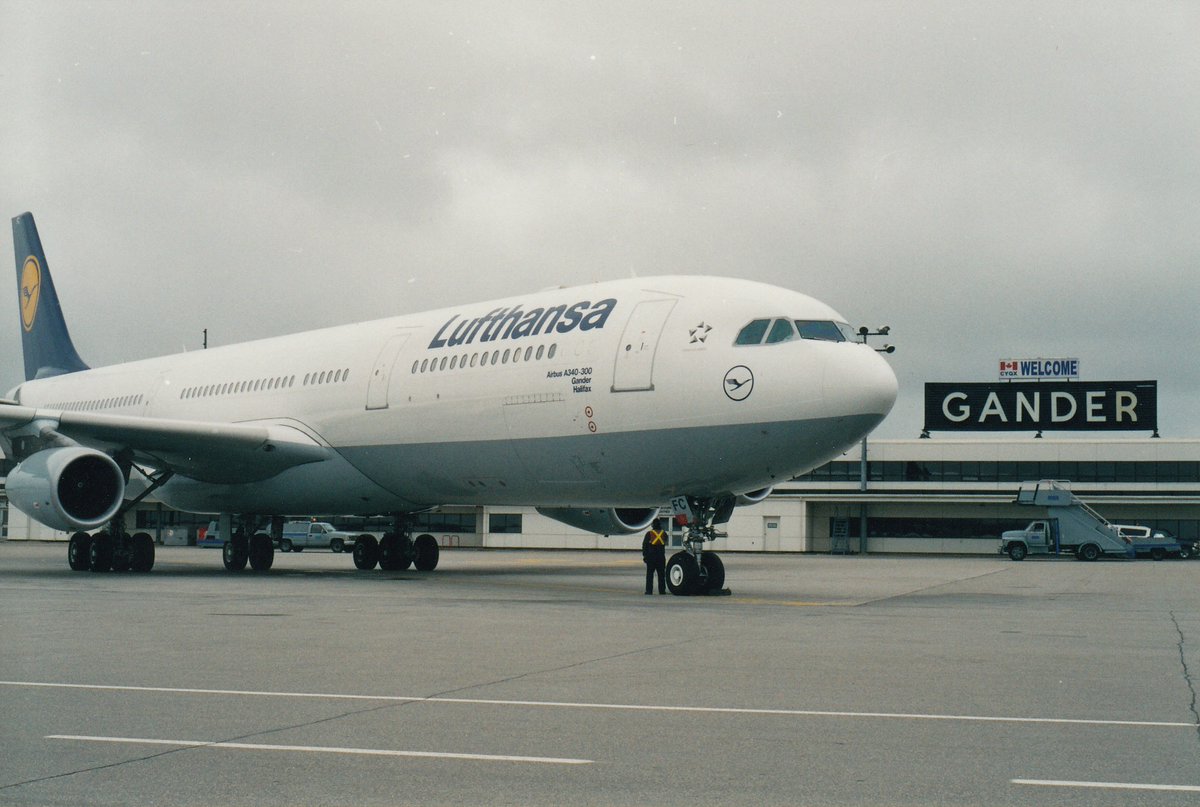 #TBT May 16, 2002 a delegation from Gander and Halifax witnessing the christening of a Lufthansa Airbus A340.  LH made the gesture of gratitude following the terrorist attacks on 911 <a href="/GanderAirport/">Gander International Airport</a>  <a href="/townofgander/">Town of Gander</a>  <a href="/WelcomeFromAway/">WelcomeFromAway</a>  <a href="/lufthansa/">Lufthansa</a>  @ComeFromAwayAU <a href="/HfxStanfield/">Halifax Stanfield</a>