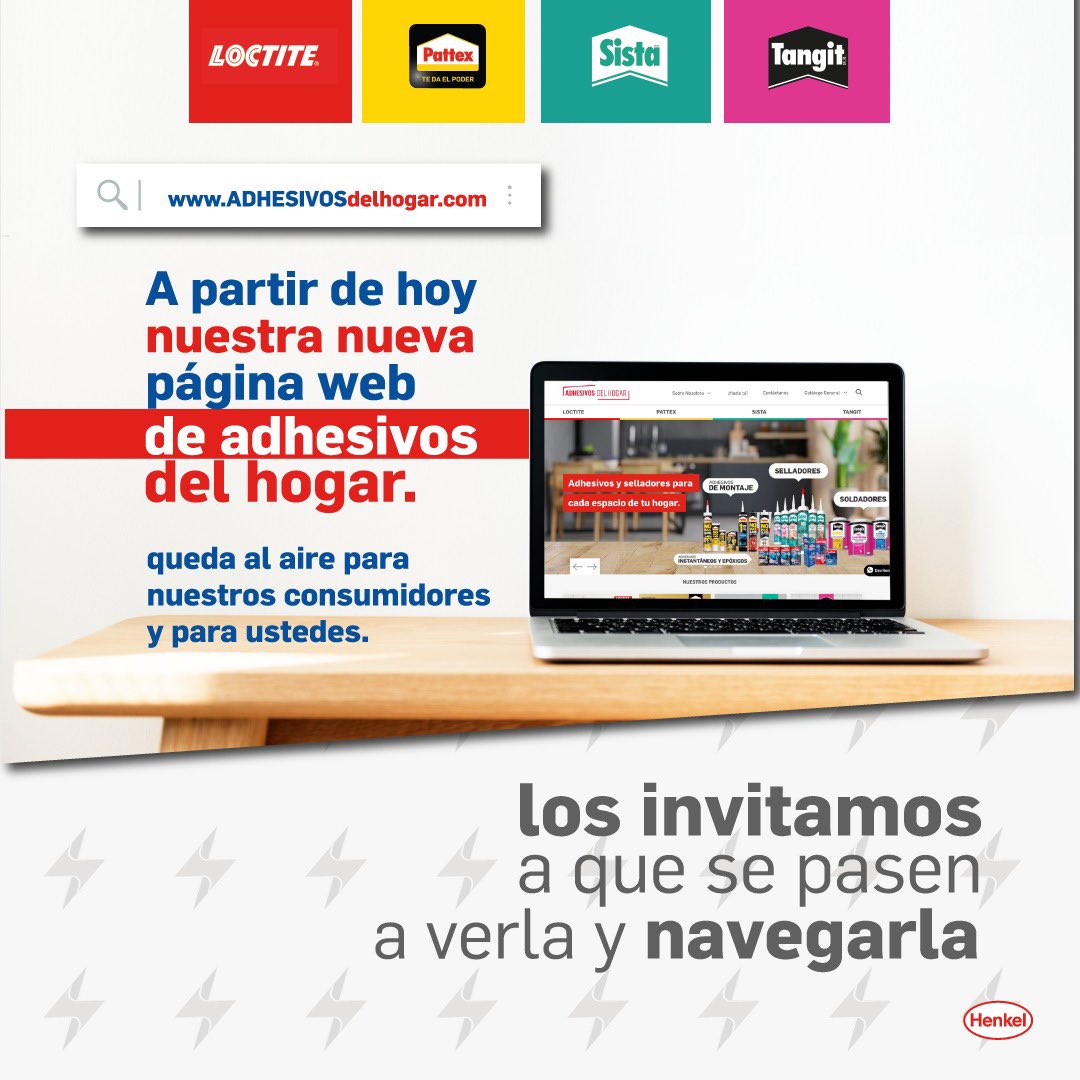 HenkelColombia's tweet photo. ¡Innovamos en nuestra oferta digital! Encuentra las mejores ideas y tips de reparación en nuestra nueva página web📲 Además, conoce todos los beneficios y usos de nuestras marcas de adhesivos de consumo, Pattex, Sista, Loctite y Tangit💡 Ingresa ya a https://t.co/k4sWPxX1lz https://t.co/mi09wYIe03