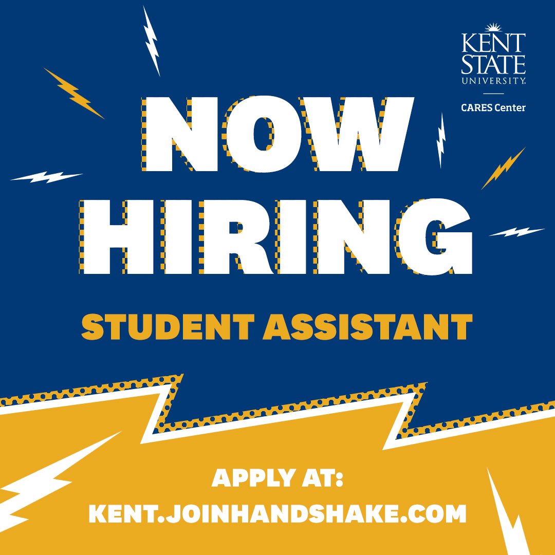 We want you join our team!! The CARES Center is looking for a student assistant for the 2021-2022 school year!! Apply at kent.joinhandshake.com!!