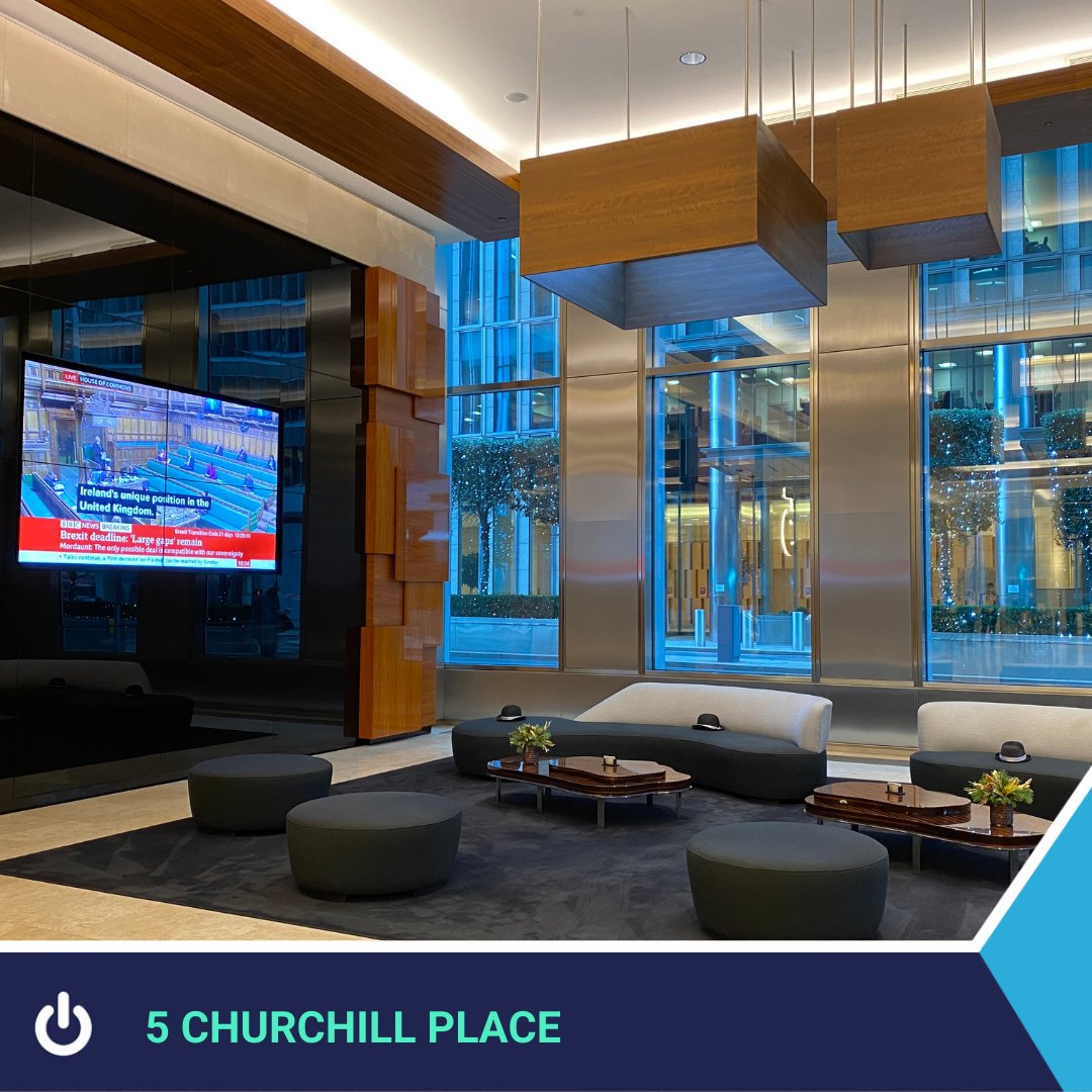 OnsiteTechLtd's tweet image. At Churchill Place we support the reception TVs, Digital Signage Software and Sound System. Primarily this is used to showcase the news 24 hours a day and to supply live travel information to visitors of the building. #smartbuildings #onsitetech #IT #ITservices #technology