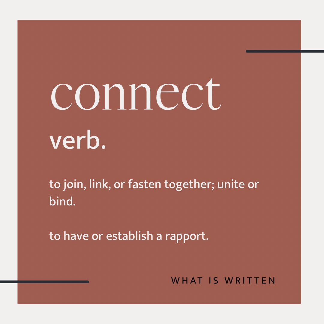 _whatiswritten's tweet photo. Connecting is establishing a bond with another thing, person, or idea. Depending on what we connect with, we may grow to empathize, harmonize, and even develop an affinity for that specific thing, person, or idea. https://t.co/4BFfnsvrRX