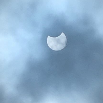 KimBCrisp's tweet photo. A few shots through the clouds #Eclipse2021 #SolarEclipse #solareclipse2021 #AnnularSolarEclipse #Eclipse https://t.co/k0Ub28f3lV