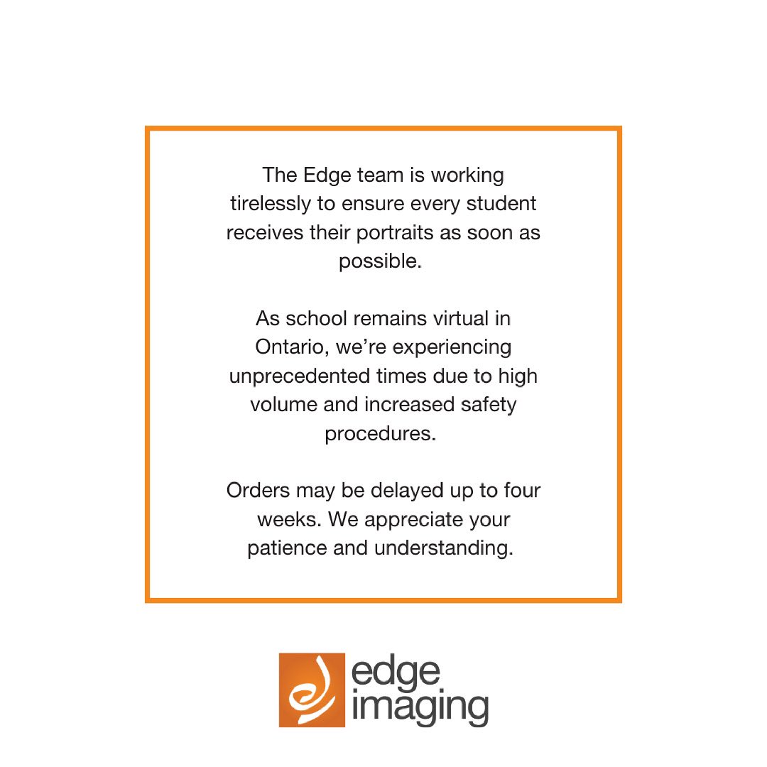 An update from our team at Edge Imaging - we thank you for your patience!