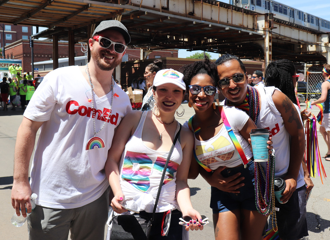 ComEd's tweet image. Our commitment to our community goes beyond being an energy provider, it’s also fostering a workplace that’s inclusive of all our differences. 🌈 We’re looking back at past #PrideParades and celebrating our diverse backgrounds! #PrideMonth #TBT