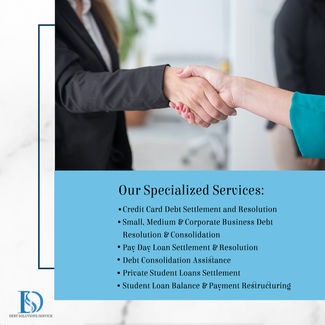 DSS aims at helping you get free from debt. We offer certain specialized services and a first free consultation to assist you in making certain debt decisions

Book a free consultation:lnkd.in/e_hm7z7

#DebtSolutionsService #financialconsulting #CreditCard #DebtSettlement
