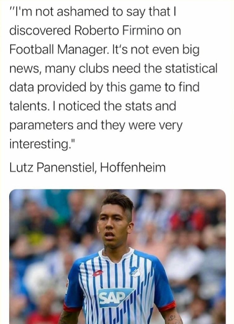 nocontextfm1's tweet photo. Just another real life example of clubs using Football Manager to find hidden gems https://t.co/e5fLcCa9Gf