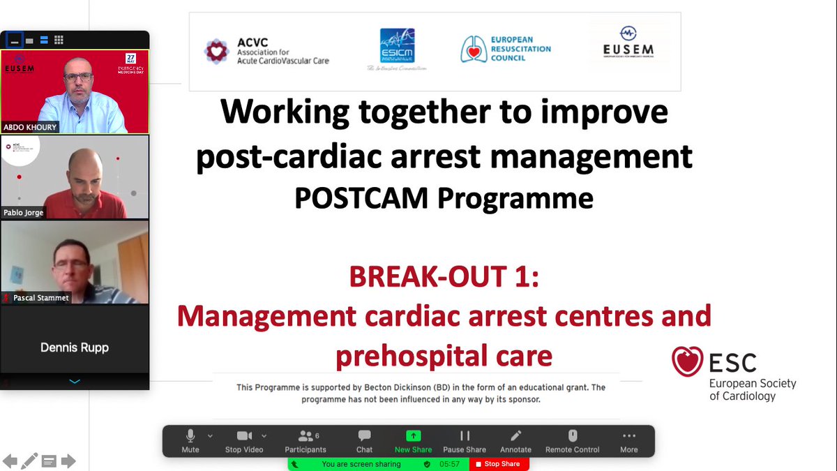 AbdoKhoury00's tweet photo. #POSTCAM project @ACVCPresident @ERC_resus @erc_young @EuropSocEM @EusemY @ESICM post cardiac Arrest networks ! Great Workshop today and breakout sessions to improve the quality of the survey we are preparing ! Many thanks to all that have joined today! https://t.co/9dzNwnh8v9
