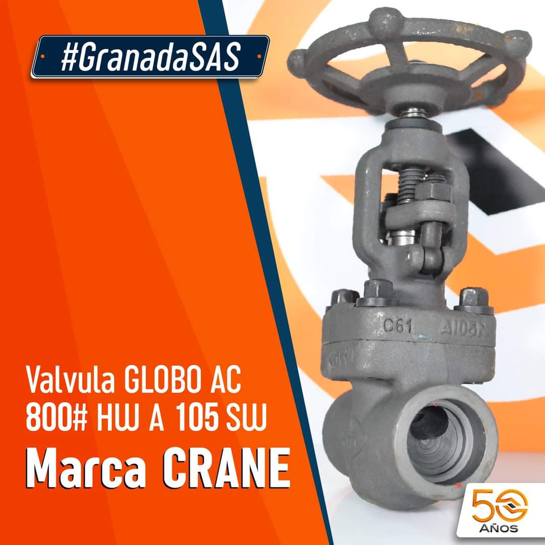 GranadaSas's tweet photo. Ideales para ser instaladas y generar disminuciones de caudal en líneas de fluidos como vapor, agua, aceite, vapor de aceite, gas, petróleo en temperaturas de hasta 800°F.
En #GranadaSAS, somos distribuidores exclusivos de las válvulas forjadas CRANE. https://t.co/0704EXCcNB