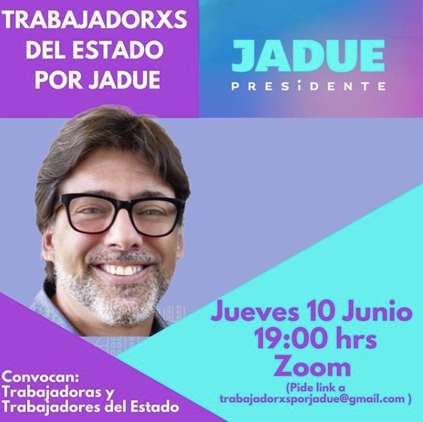 PCentralizados's tweet photo. 📣 Te invitamos a ser parte del Comando de Trabajadorxs del E° x Jadue. 
📍 La cita es este jueves 10 de junio a las 19 HRS.

👉 Para participar:

Debes inscribirte al correo: trabajadorxsporjadue@gmail.com o en el siguiente formulario: https://t.co/gSddJlVpa5

😊✊🏾 Te esperamos! https://t.co/eQ7BBrAWQl