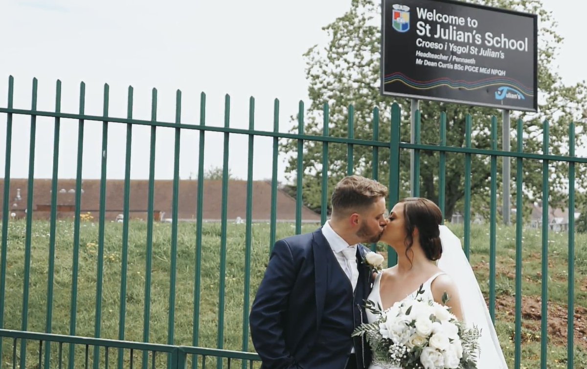 When you meet by being in the same year in school, seems only right to include the school on your Wedding Day! 👰🏽🤵🏽❤️ <a href="/StJuliansSchool/">St Julian's School</a>