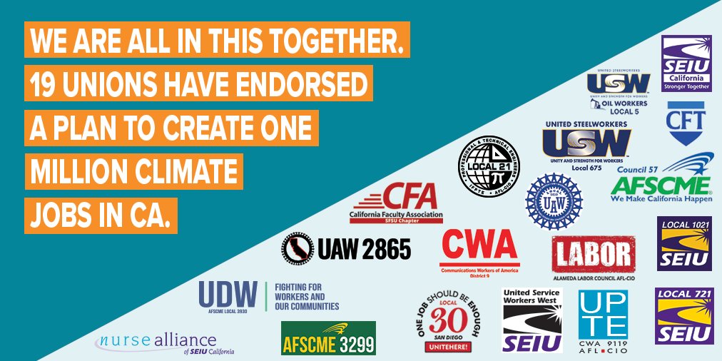 Today we join <a href="/AFSCMECouncil57/">AFSCME Council 57</a> @AFSCMELocal3299 <a href="/AlamedaLabor/">Alameda Labor Council</a> <a href="/CFTunion/">CFT</a> <a href="/CWADistrict9/">CWA District 9</a> <a href="/CFASF/">CFA San Francisco</a> @ifpte21 @ifpte_local21 <a href="/seiucalifornia/">SEIU California</a> <a href="/SEIU721/">SEIU 721</a> <a href="/seiu1021/">SEIU 1021</a> <a href="/seiuusww/">SEIU USWW</a> <a href="/nurseallianceca/">Nurse Alliance of CA</a> @uaw2865 <a href="/UAW5810/">UAW Local 5810</a> @UDWA <a href="/USW_Local_5/">USW Local 5</a> <a href="/USW675/">USW Local 675</a> <a href="/UPTECWA/">UPTE-CWA 9119</a> to launch caclimatejobsplan.com #1u