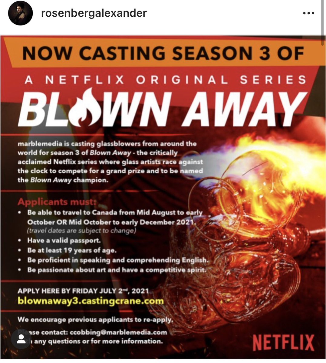 haleyjoL1's tweet photo. @mslaceynicole They’re loooking for cast members and nowhere does it say that you have to have experience with glass making 🤷🏼‍♀️ https://t.co/HlLbW3R0LQ