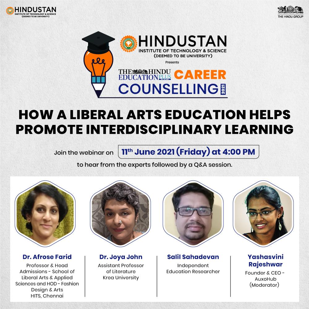 HitsSlaas's tweet photo. Second in the Five part webinar series hosted by Hindustan Institute of Technology &amp; Science along with The Hindu Education Plus on How a liberal arts education helps promote interdisciplinary learning. It will be followed by Q&amp;A with the expert panelists @the_hindu @HindustanUni https://t.co/YSGE2JTaDr